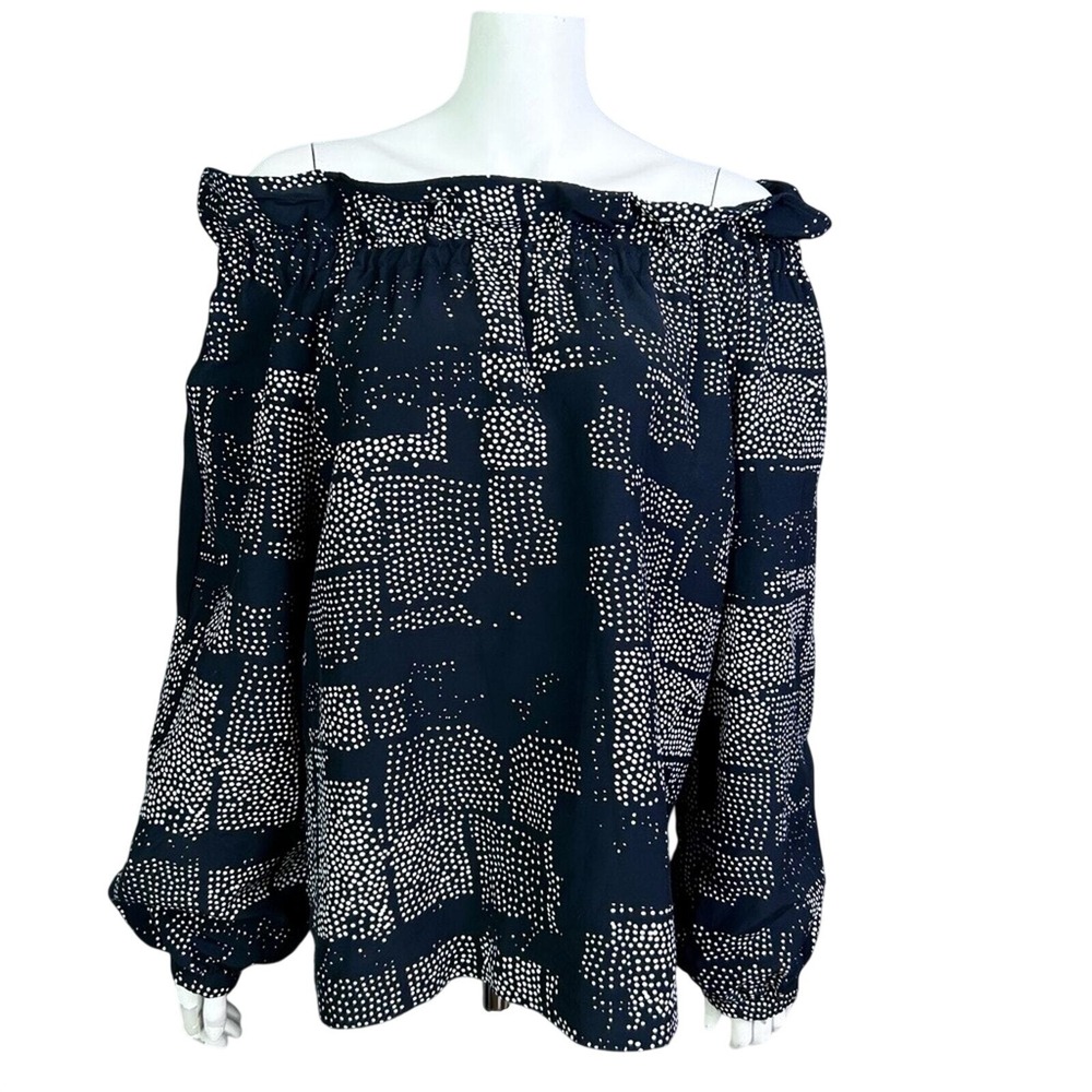 Marimekko top Large lagenlook off shoulder boatneck Atilda Mati polka dot
